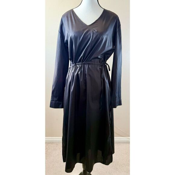 NWT Nordstrom Harshman Belinda A-Line Midi Little Black Holiday Fall Dress Large - Picture 3 of 13